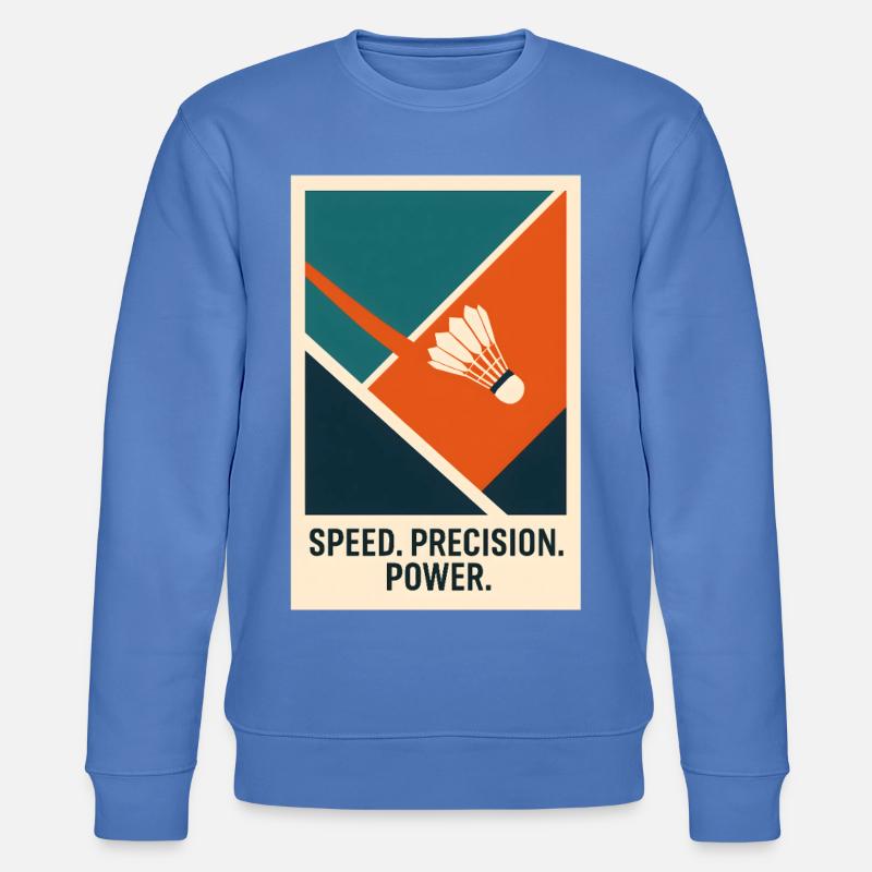 Speed Precision Power | Badminton Statement - Stanley/Stella Unisex Bio-Sweatshirt CHANGER - Blau