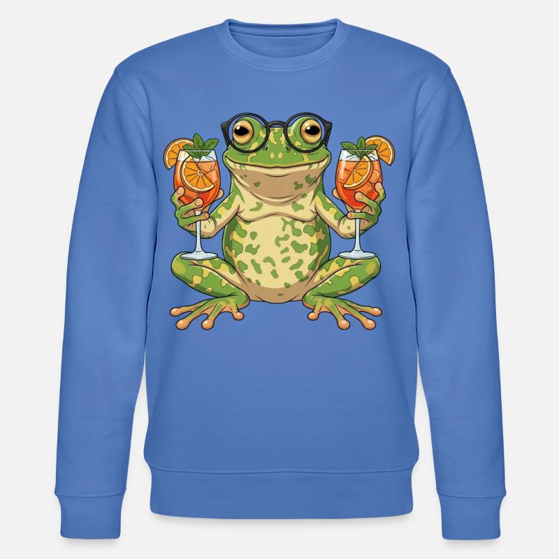 Frosch mit Cocktailgläsern - Stanley/Stella Unisex Bio-Sweatshirt CHANGER - Blau