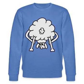 Bauer und Schaf Cartoon-Stil - Stanley/Stella Unisex Bio-Sweatshirt CHANGER  - Blau - Vorne - Nik (191cm) & Marisol (170cm)