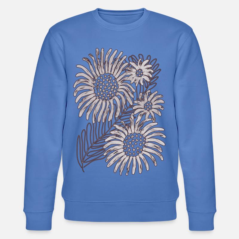Schwarzweiße Gänseblümchenblüte - Stanley/Stella Unisex Bio-Sweatshirt CHANGER  - Blau