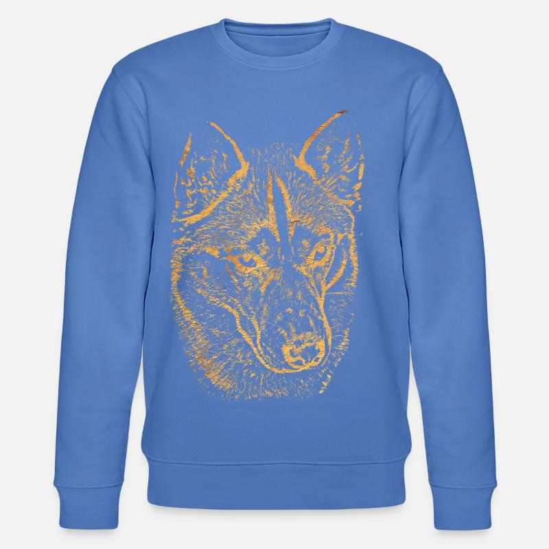 Goldener Wolfkopf Husky Silhouette - Stanley/Stella Unisex Bio-Sweatshirt CHANGER - Blau