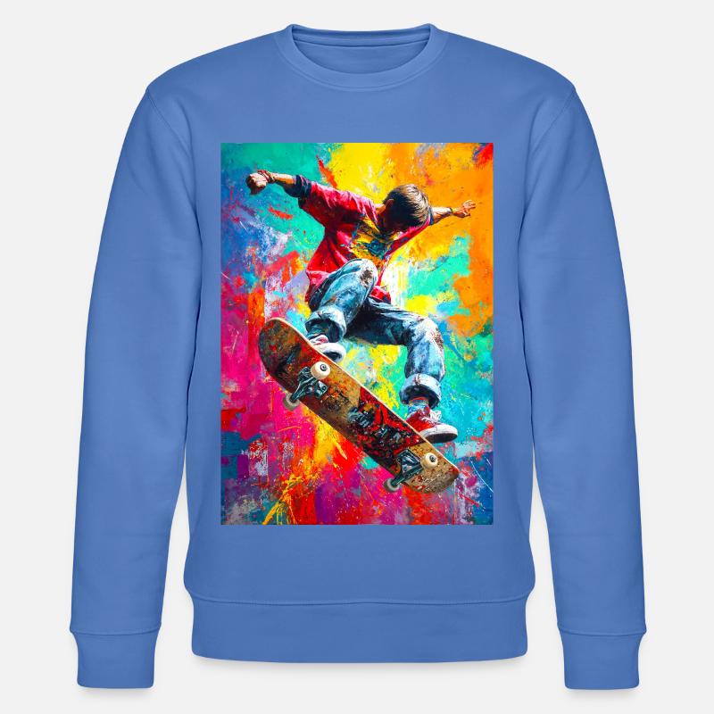 Chromatischer Skateboard Splash - Stanley/Stella Unisex Bio-Sweatshirt CHANGER  - Blau