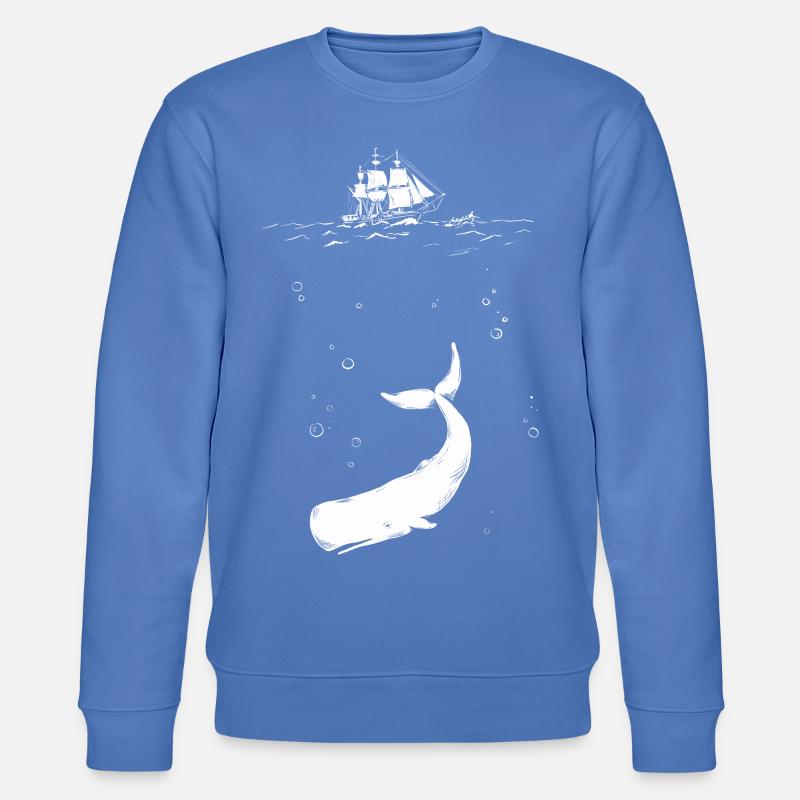 Moby Dick with ship - Stanley/Stella CHANGER Unisex Organic Sweatshirt - bright blue