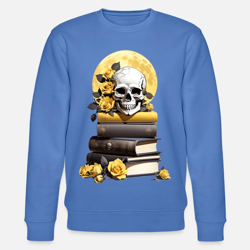 Bücherstapel mit Schädel - Stanley/Stella Unisex Bio-Sweatshirt CHANGER  - Blau