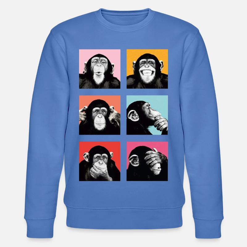 Pop-Art Affe Farbexplosion - Stanley/Stella Unisex Bio-Sweatshirt CHANGER  - Blau