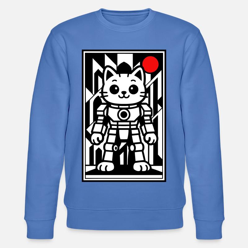 Katzenroboter in Space mit rotem Planeten - Stanley/Stella Unisex Bio-Sweatshirt CHANGER  - Blau