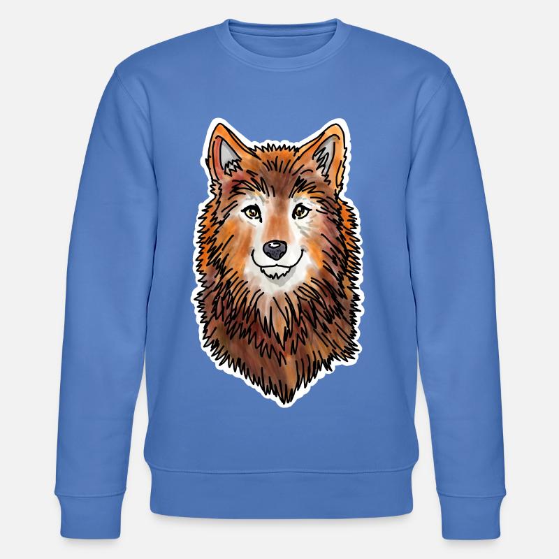 Wolfskopf (Braunes Fell) - Stanley/Stella Unisex Bio-Sweatshirt CHANGER  - Blau