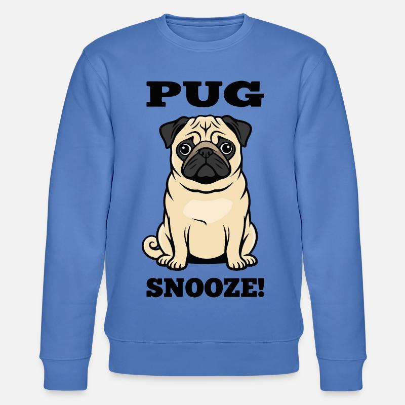 Pug Dog Mops Snooze Hundebegleiter - Stanley/Stella Unisex Bio-Sweatshirt CHANGER  - Blau