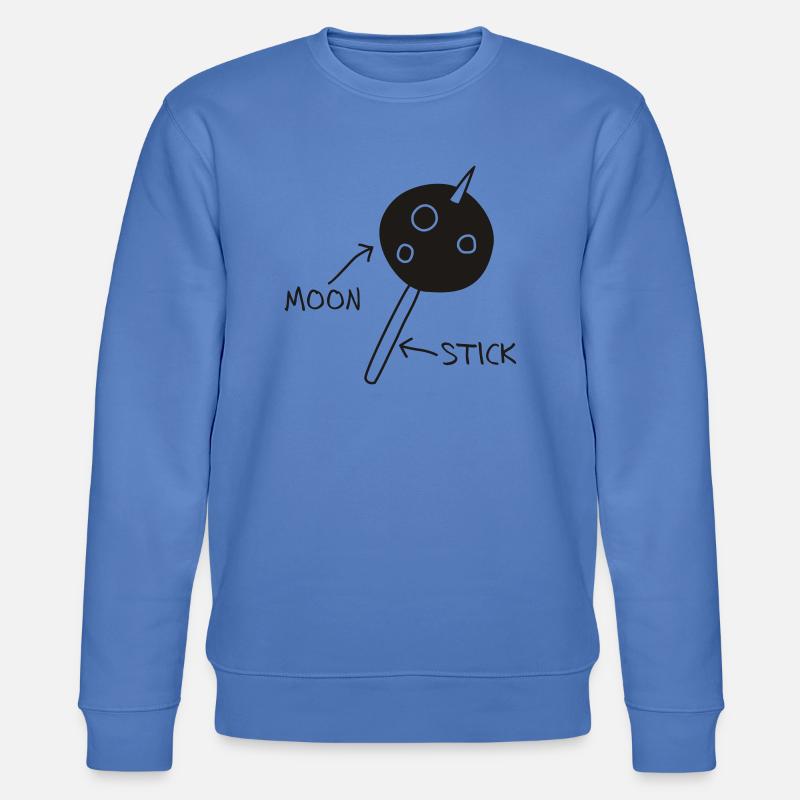 Moon on a Stick (white on dark background) - Stanley/Stella CHANGER Unisex Organic Sweatshirt - bright blue