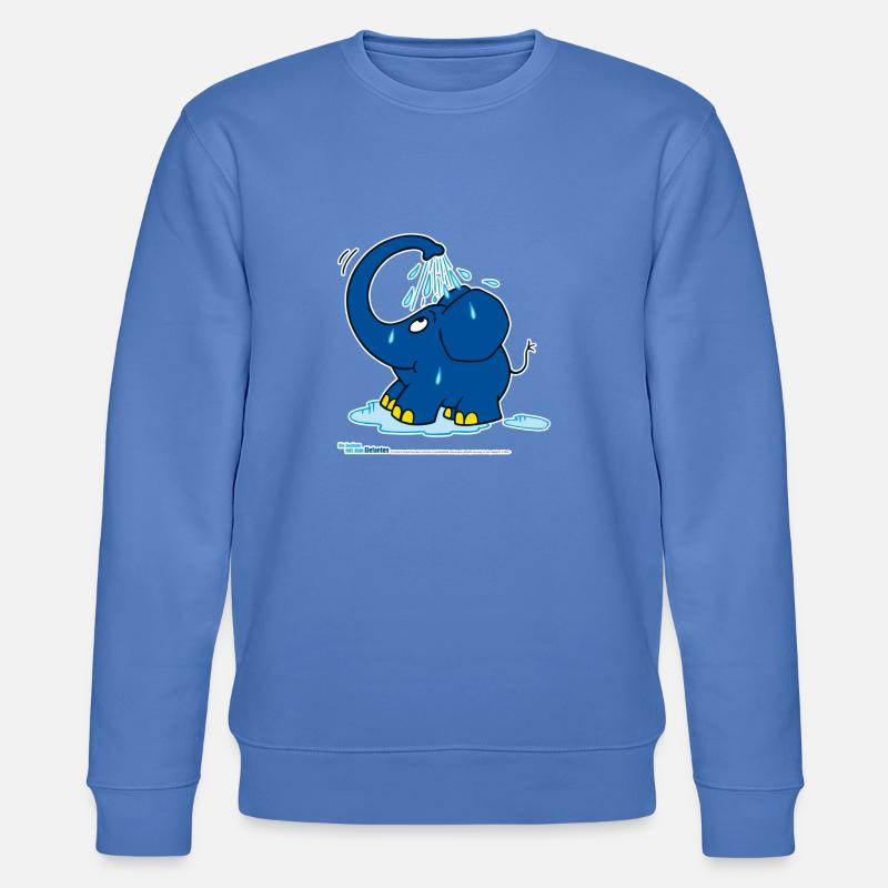 Der Elefant duscht mit Rüssel - Stanley/Stella Unisex Bio-Sweatshirt CHANGER  - Blau