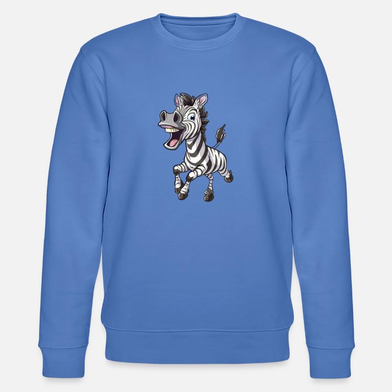 Fröhliches Zebra Mit Einem Lächeln - Stanley/Stella Unisex Bio-Sweatshirt CHANGER  - Blau
