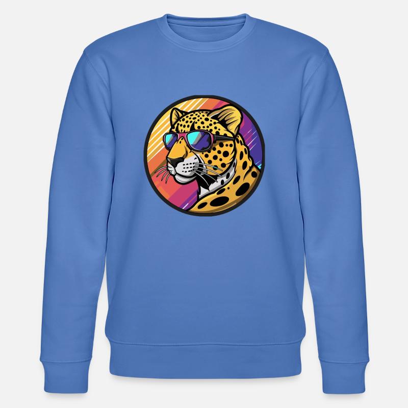 Leopard Comic Cool Sommer - Stanley/Stella Unisex Bio-Sweatshirt CHANGER  - Blau