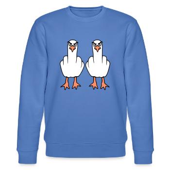 2 Seagulls Doigt d’honneur Insulte Stinkfinger Équipe - Sweat bio CHANGER Stanley/Stella Unisexe - bleu - Devant - Nik (191cm) & Marisol (170cm)