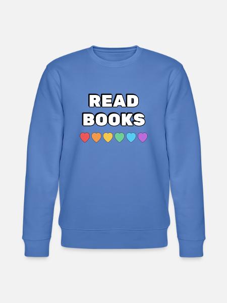 Read Books Rainbow Hearts - Stanley/Stella CHANGER Unisex Organic Sweatshirt - bright blue