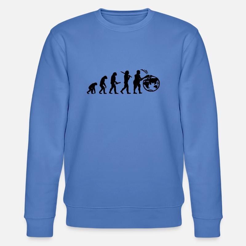 Evolution planet earth world - Stanley/Stella CHANGER Unisex Organic Sweatshirt - bright blue