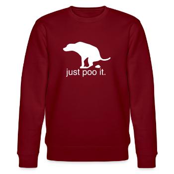 just poo it Geschenk Geschenkidee - Stanley/Stella Unisex Bio-Sweatshirt CHANGER  - Burgunderrot - Vorne - Nik (191cm) & Marisol (170cm)