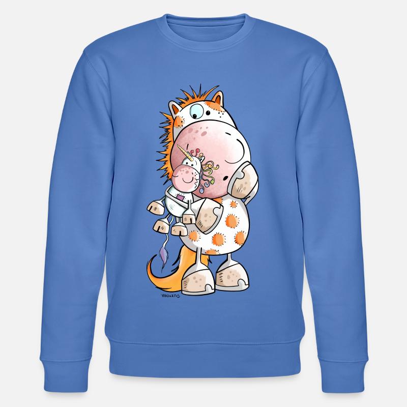 Pferd mit Einhorn Kuscheltier Cartoon  - Stanley/Stella Unisex Bio-Sweatshirt CHANGER  - Blau