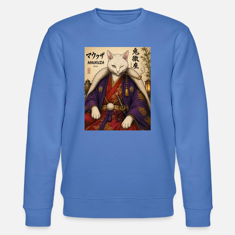 Maukuza Samurai Katze - Stanley/Stella Unisex Bio-Sweatshirt CHANGER  - Blau