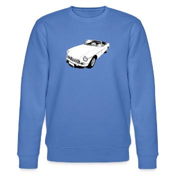 MG Roadster Classic Britischer Sportwagen - Stanley/Stella Unisex Bio-Sweatshirt CHANGER  - Blau - Vorne - Nik (191cm) & Marisol (170cm)