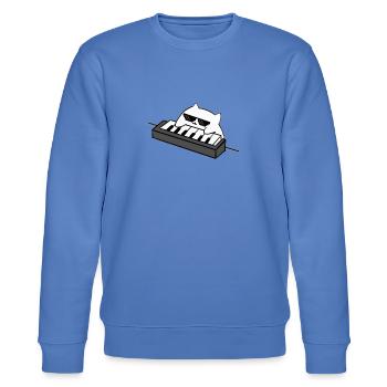 Katzen DJ am Keyboard - Stanley/Stella Unisex Bio-Sweatshirt CHANGER  - Blau - Vorne - Nik (191cm) & Marisol (170cm)