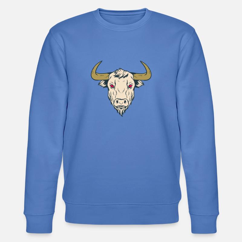 Taurus Red Eyes Devil - Stanley/Stella Unisex Bio-Sweatshirt CHANGER  - Blau