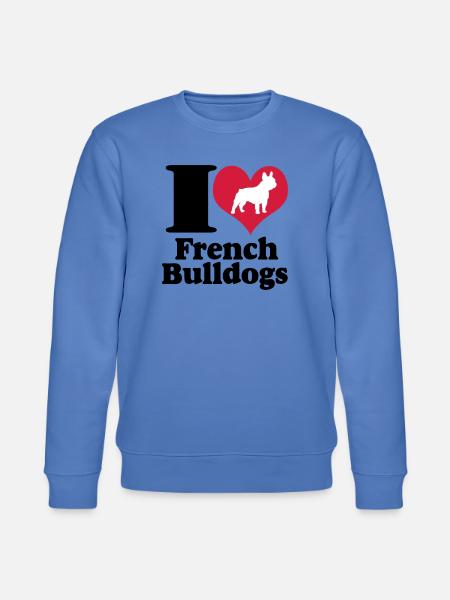 I Love French Bulldogs ... / + - Stanley/Stella CHANGER Unisex Organic Sweatshirt - bright blue
