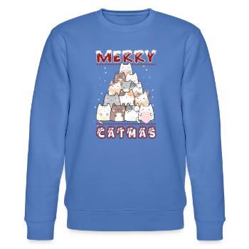 Merry Catmas - Stanley/Stella Unisex Bio-Sweatshirt CHANGER  - Blau - Vorne - Nik (191cm) & Marisol (170cm)