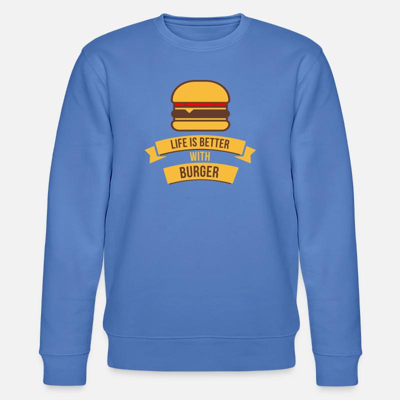 Das Leben ist besser mit Burger - Stanley/Stella Unisex Bio-Sweatshirt CHANGER  - Blau