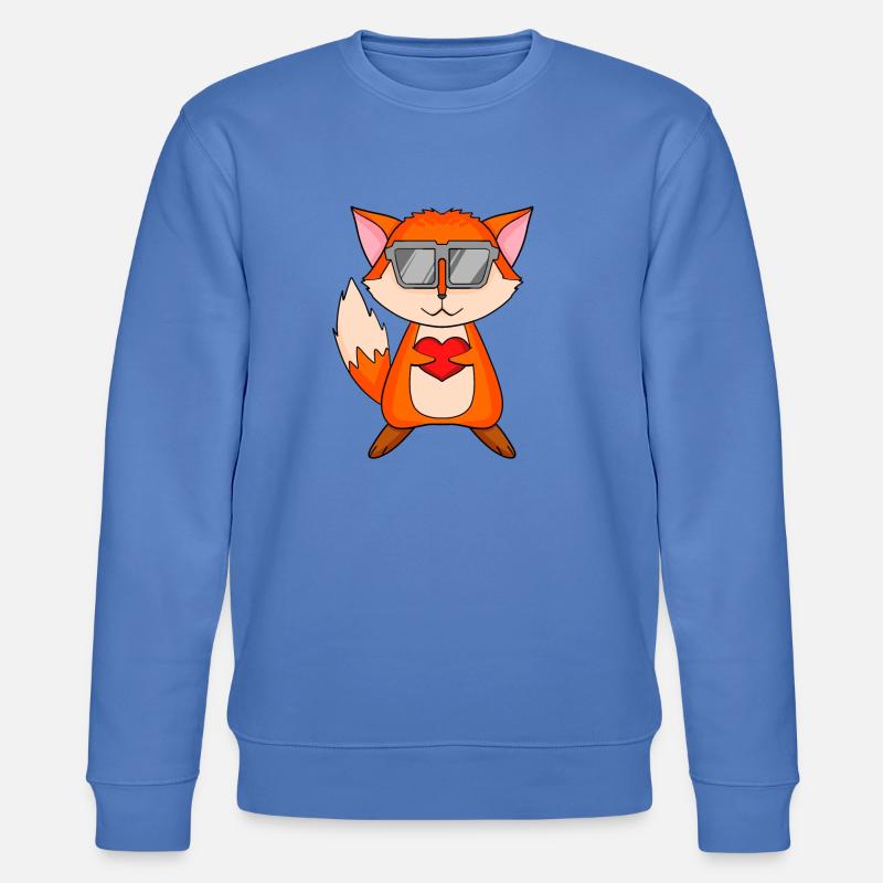 Fuchs mit Sonnenbrille und Herz - Stanley/Stella Unisex Bio-Sweatshirt CHANGER - Blau