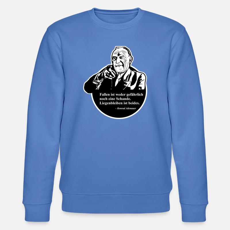 Konrad Adenauer Zitat: Fallen - Stanley/Stella Unisex Bio-Sweatshirt CHANGER - Blau
