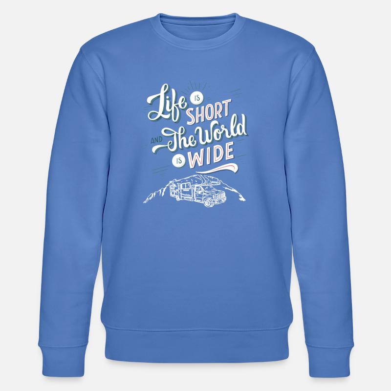 Leben Kurz Welt Weit Abenteuer - Stanley/Stella Unisex Bio-Sweatshirt CHANGER - Blau