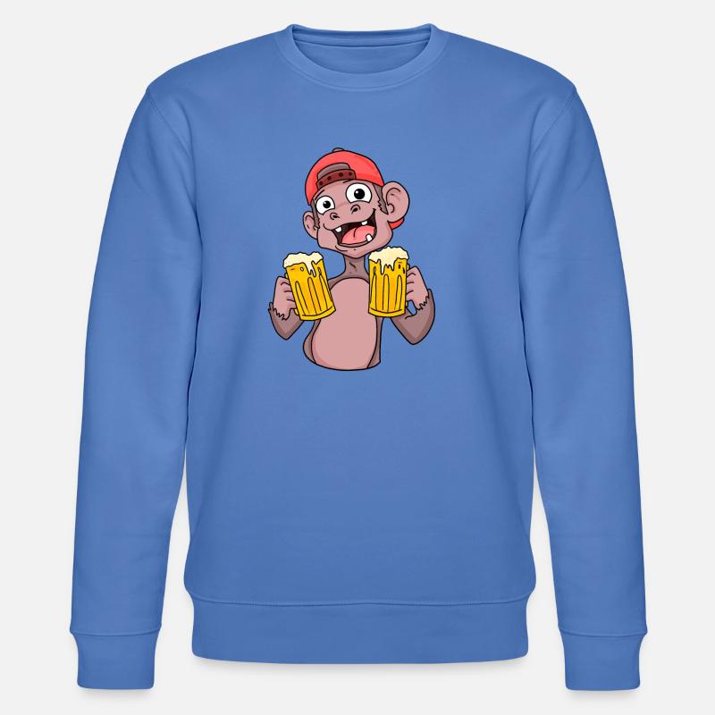 Affe mit Biergläser - Stanley/Stella Unisex Bio-Sweatshirt CHANGER  - Blau
