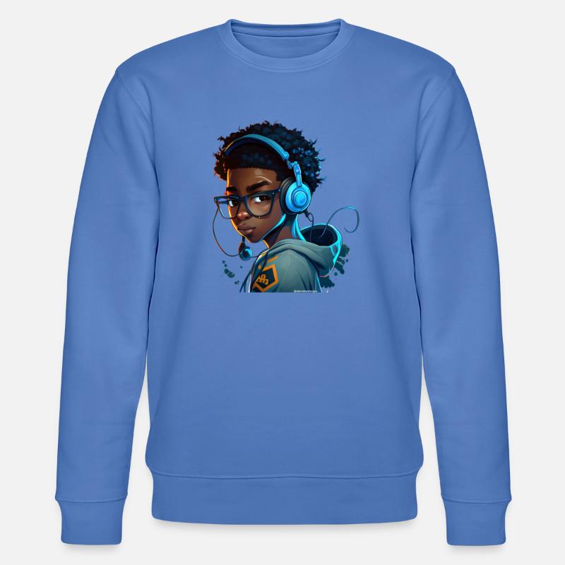 Digitaler Gaming-Charakter mit Headset - Stanley/Stella Unisex Bio-Sweatshirt CHANGER  - Blau