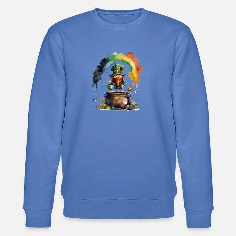Leprechaun Kobold unter einem Regenbogen - Stanley/Stella Unisex Bio-Sweatshirt CHANGER  - Blau