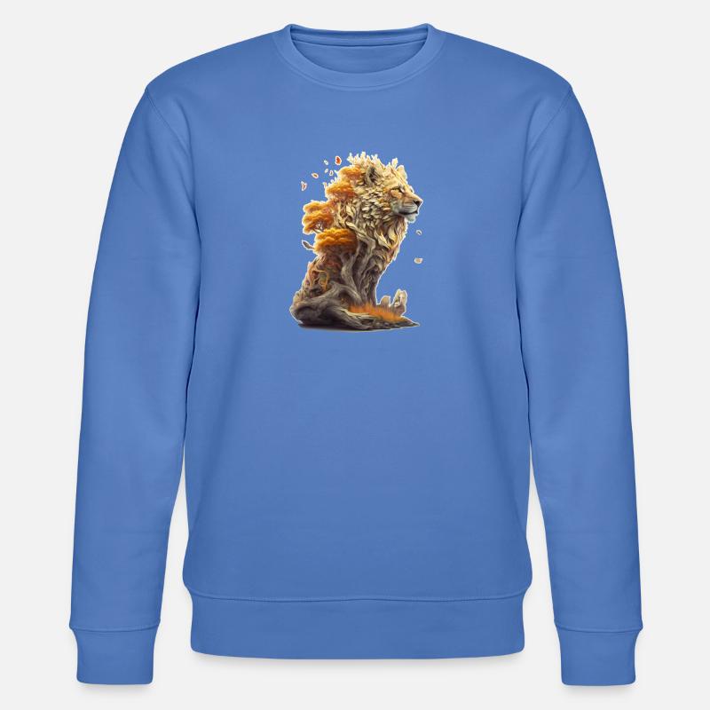 Löwe mit Savannen Elementen, Löwendesign - Stanley/Stella Unisex Bio-Sweatshirt CHANGER  - Blau