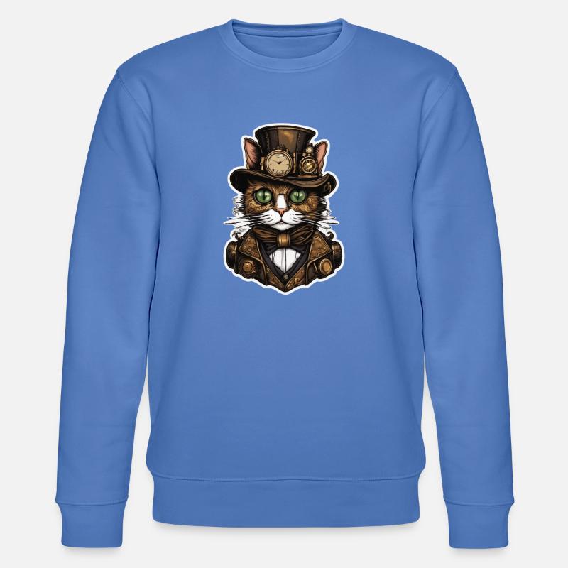 Steampunk Katze 01 - Stanley/Stella Unisex Bio-Sweatshirt CHANGER  - Blau