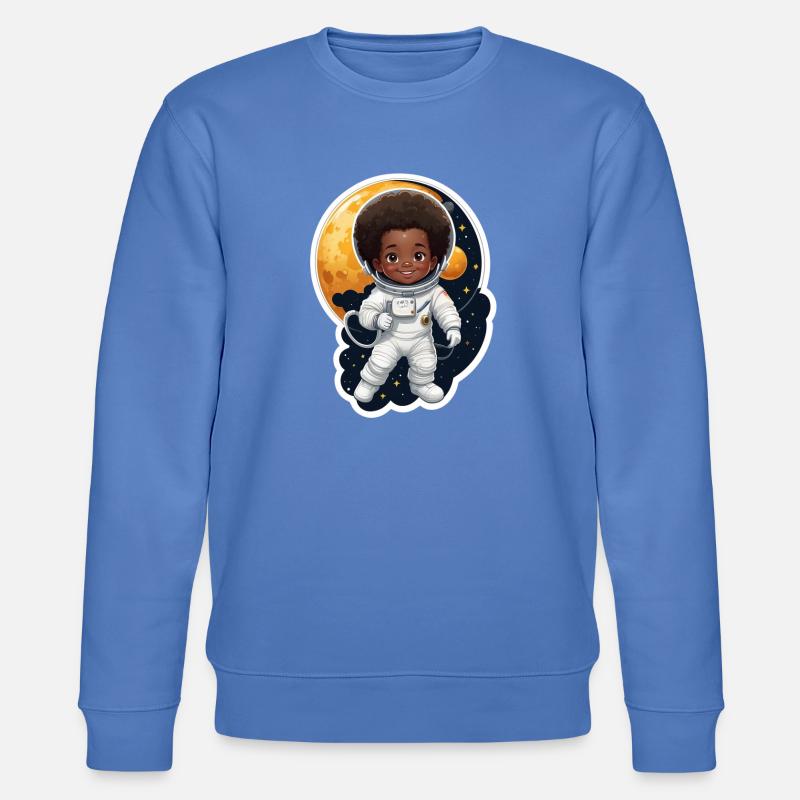 Kinder astronaut mit Mondhintergrund - Stanley/Stella Unisex Bio-Sweatshirt CHANGER - Blau