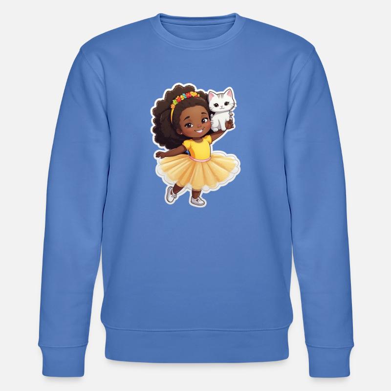 Fröhliches Kind mit Katze im Tutu - Stanley/Stella Unisex Bio-Sweatshirt CHANGER - Blau