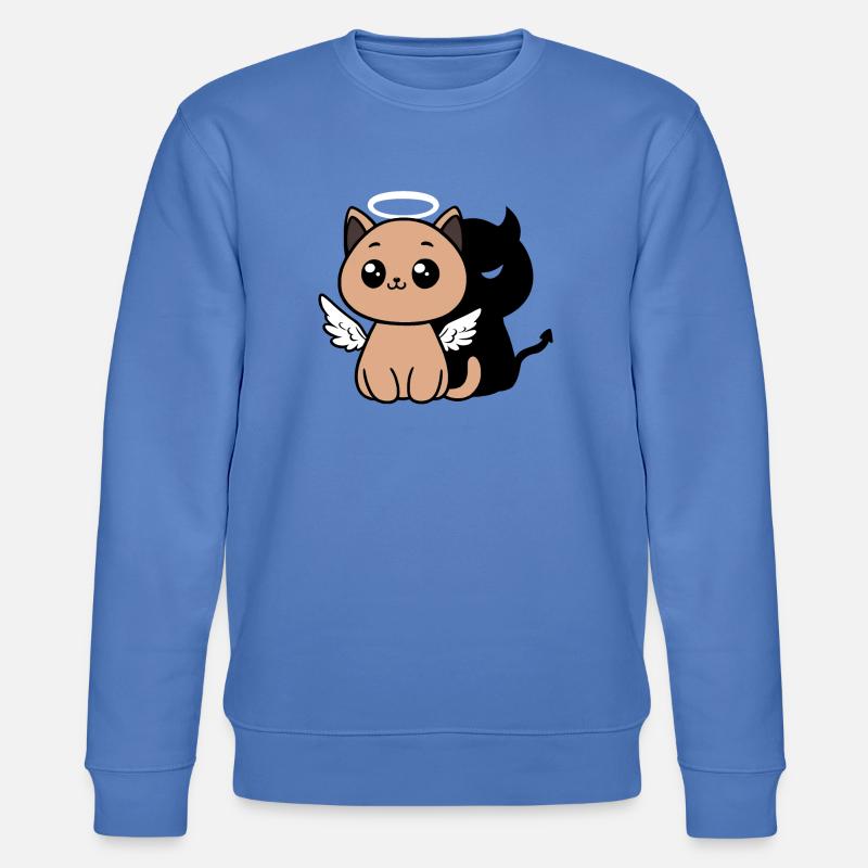 Engelskatze mit Teufelsschatten - Stanley/Stella Unisex Bio-Sweatshirt CHANGER  - Blau