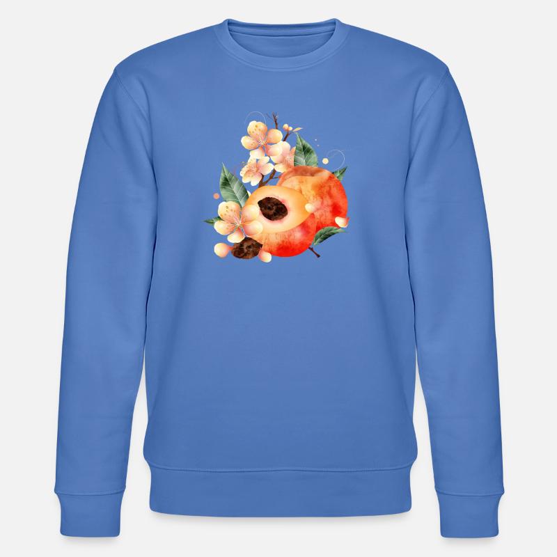 Pfirsichhälfte,Pfirsiche,Blätter & Pfirsichblüten - Stanley/Stella Unisex Bio-Sweatshirt CHANGER  - Blau