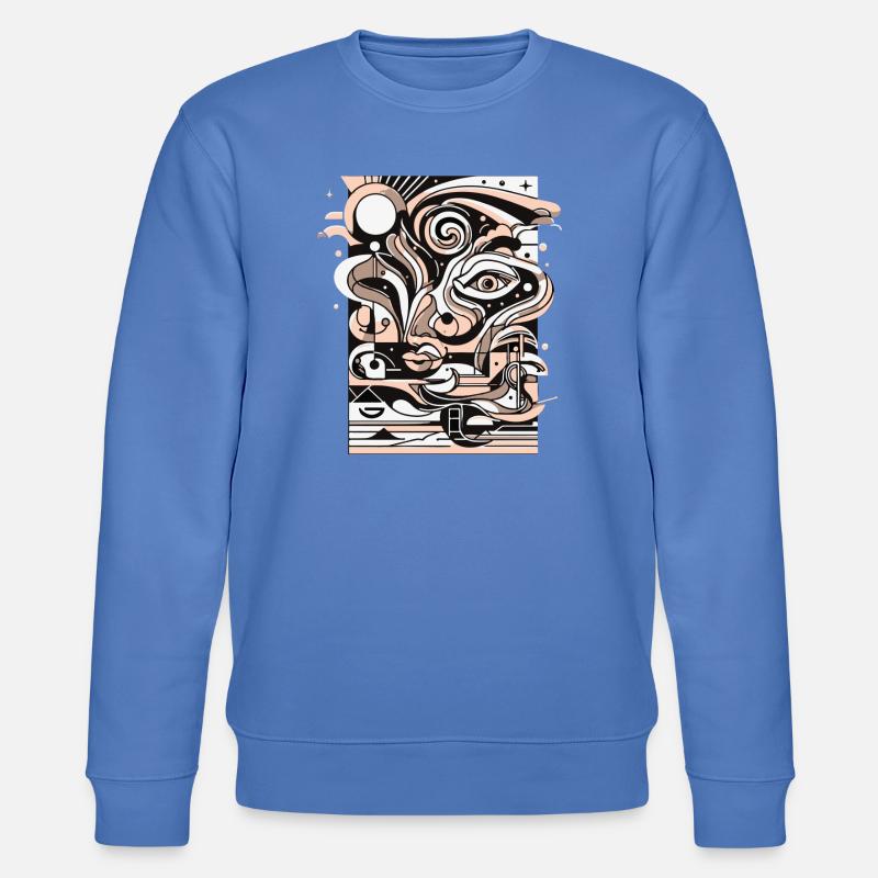 Surreal Line Face Pattern - Stanley/Stella CHANGER Unisex Organic Sweatshirt - bright blue