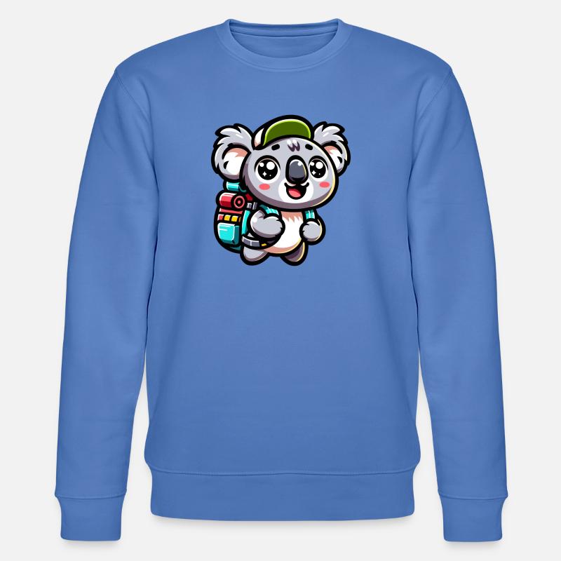 Abenteuerlustiger Koala Backpacker Illustration - Stanley/Stella Unisex Bio-Sweatshirt CHANGER  - Blau