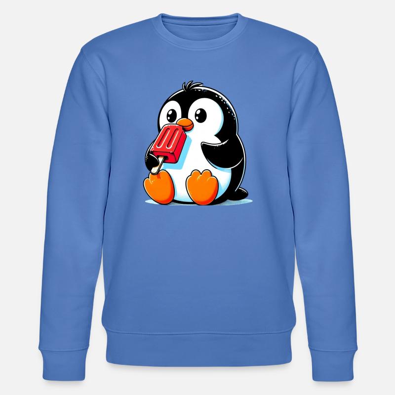 Pinguin isst ein Eis am Stiel - Stanley/Stella Unisex Bio-Sweatshirt CHANGER - Blau