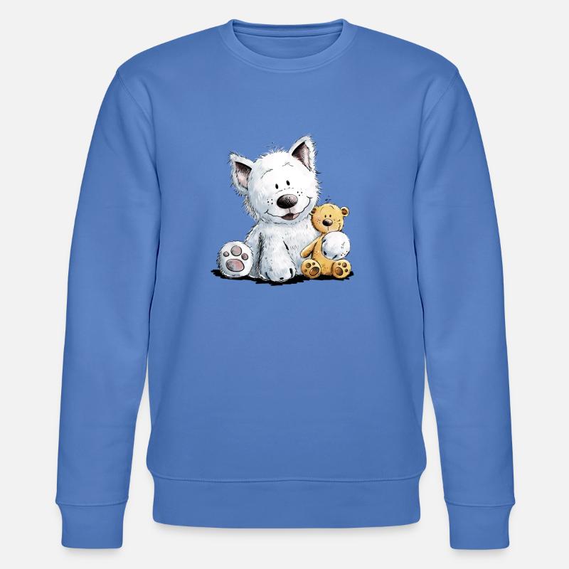 West Highland White Terrier Mit Kuscheltier - Stanley/Stella Unisex Bio-Sweatshirt CHANGER  - Blau
