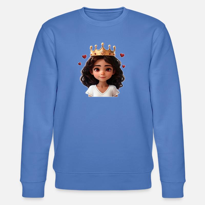 Süßes Mädchen mit Krone und Herzchen - Stanley/Stella Unisex Bio-Sweatshirt CHANGER  - Blau