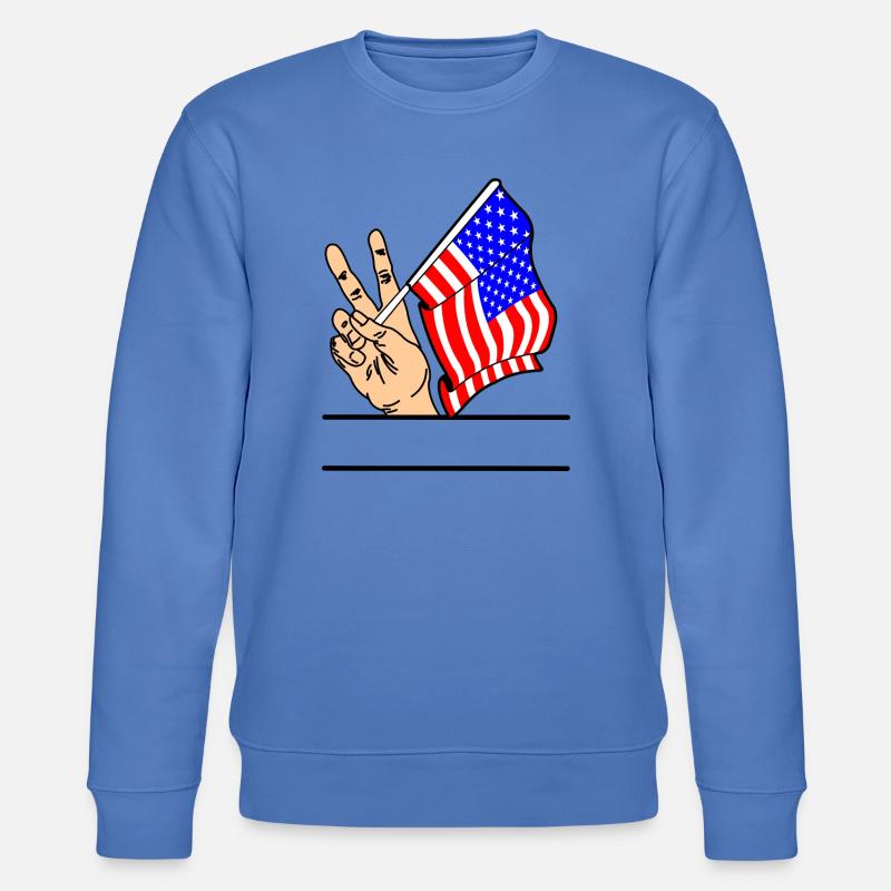 Flagge USA Friedenszeichen Textraum - Stanley/Stella Unisex Bio-Sweatshirt CHANGER  - Blau