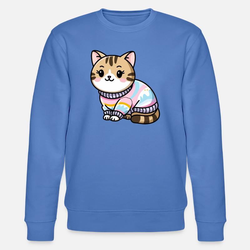 Kuscheliger Pullover Katze - Stanley/Stella Unisex Bio-Sweatshirt CHANGER  - Blau
