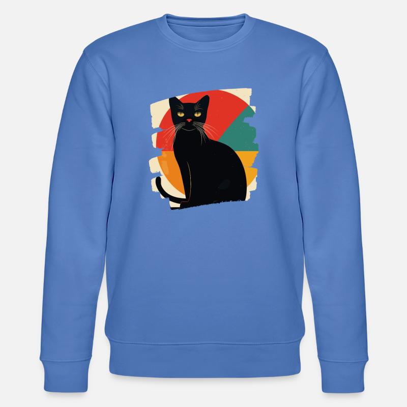 Schwarze Katze Retro - Stanley/Stella Unisex Bio-Sweatshirt CHANGER  - Blau