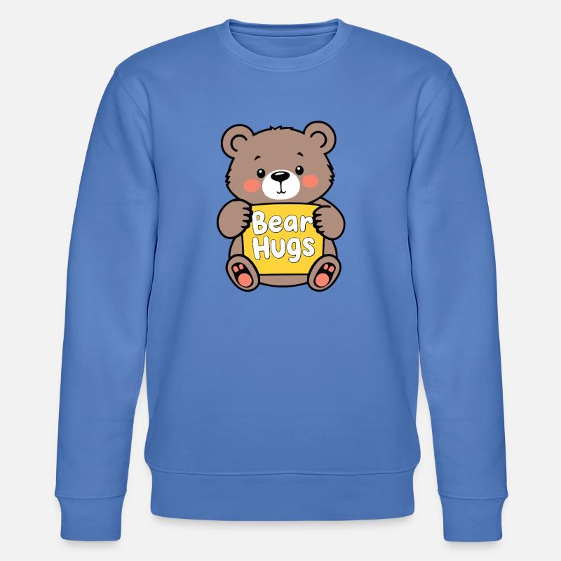 Kuschelbär mit Bear Hugs Schild - Stanley/Stella Unisex Bio-Sweatshirt CHANGER  - Blau