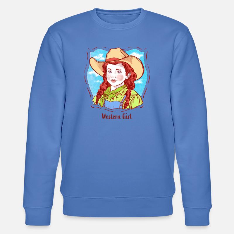 Western-Mädchen Portrait im Pop-Comic - Stanley/Stella Unisex Bio-Sweatshirt CHANGER  - Blau